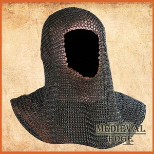 Chainmail Coif Armor 9mm Ring Black Butted Medieval Armour Chainmail Hood Larp Re-enactment Wearable Chainmail Hood Armour