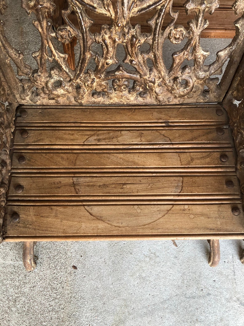 Vintage Cast Iron Gothic Garden Bench Chairs Patio Garden Set Of 3 Pieces