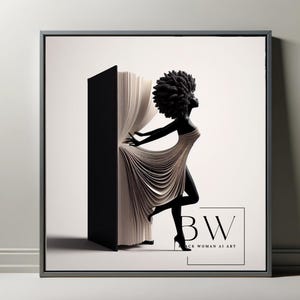 Starting a New Chapter Original, Digital Download, Black Woman Portrait, AI Art, Printable Wall Art, Modern Wall Decor. GPT4