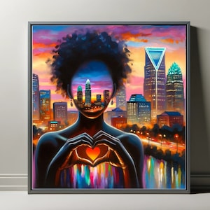I Love Charlotte, Digital Prints, AI Art, Download, Black Woman Portrait, Wall Art, Modern Wall Decor, African American, GPT4