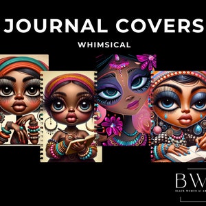 Whimsical Journal Covers | Black Woman | Digital Download | Planner Design | Unique Notebook