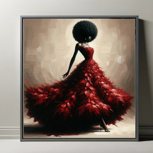 Crimson, Digital Prints, AI Art, Download Black Woman Portrait, Wall Art, Modern Wall Decor, African American, GPT4