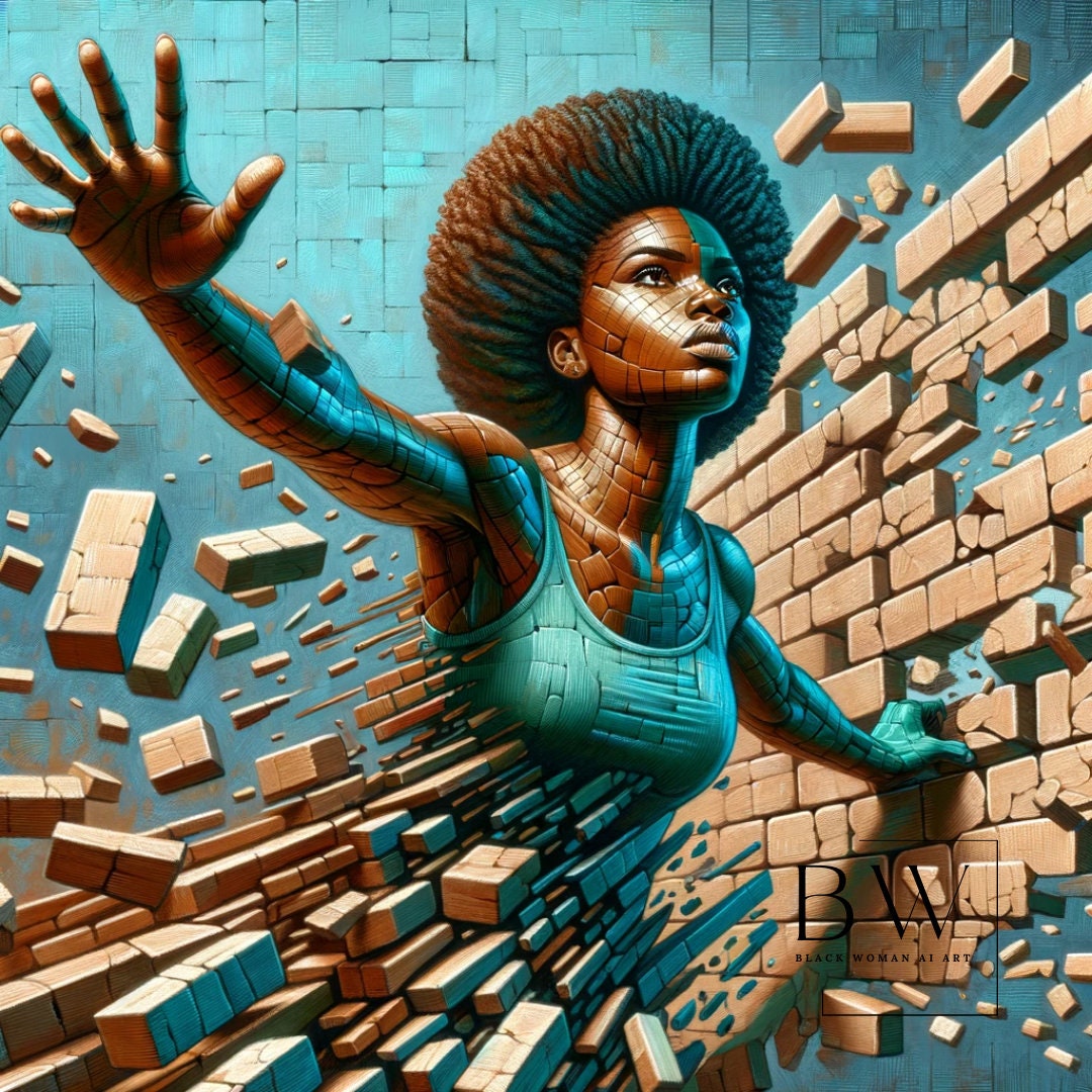 Breaking Barriers Digital Download, Black Woman Portrait, AI Art(00)