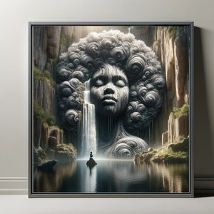 Calm, Digital Prints, AI Art, Download, Black Woman Portrait, Wall Art, Modern Wall Decor, African American, GPT4