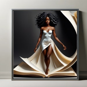 Starting a New Chapter, Digital Download, Black Woman Portrait, AI Art, Printable Wall Art, Modern Wall Decor