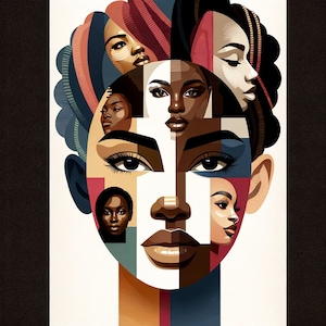 Faces, Digital Prints, AI Art, Download Black Woman Portrait, Wall Art, Modern Wall Decor, GPT4, 10 Images