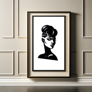 Silhouettes, Posters, Digital Prints, AI Art, Download Black Woman Portrait, Wall Art, Modern Wall Decor, GPT4, 9 Images