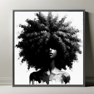 Afro Essence, Digital Prints, AI Art, Download Black Woman Portrait, Wall Art, Modern Wall Decor, African American, GPT4