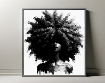 Afro Essence, Digital Prints, AI Art, Download Black Woman Portrait, Wall Art, Modern Wall Decor, African American, GPT4