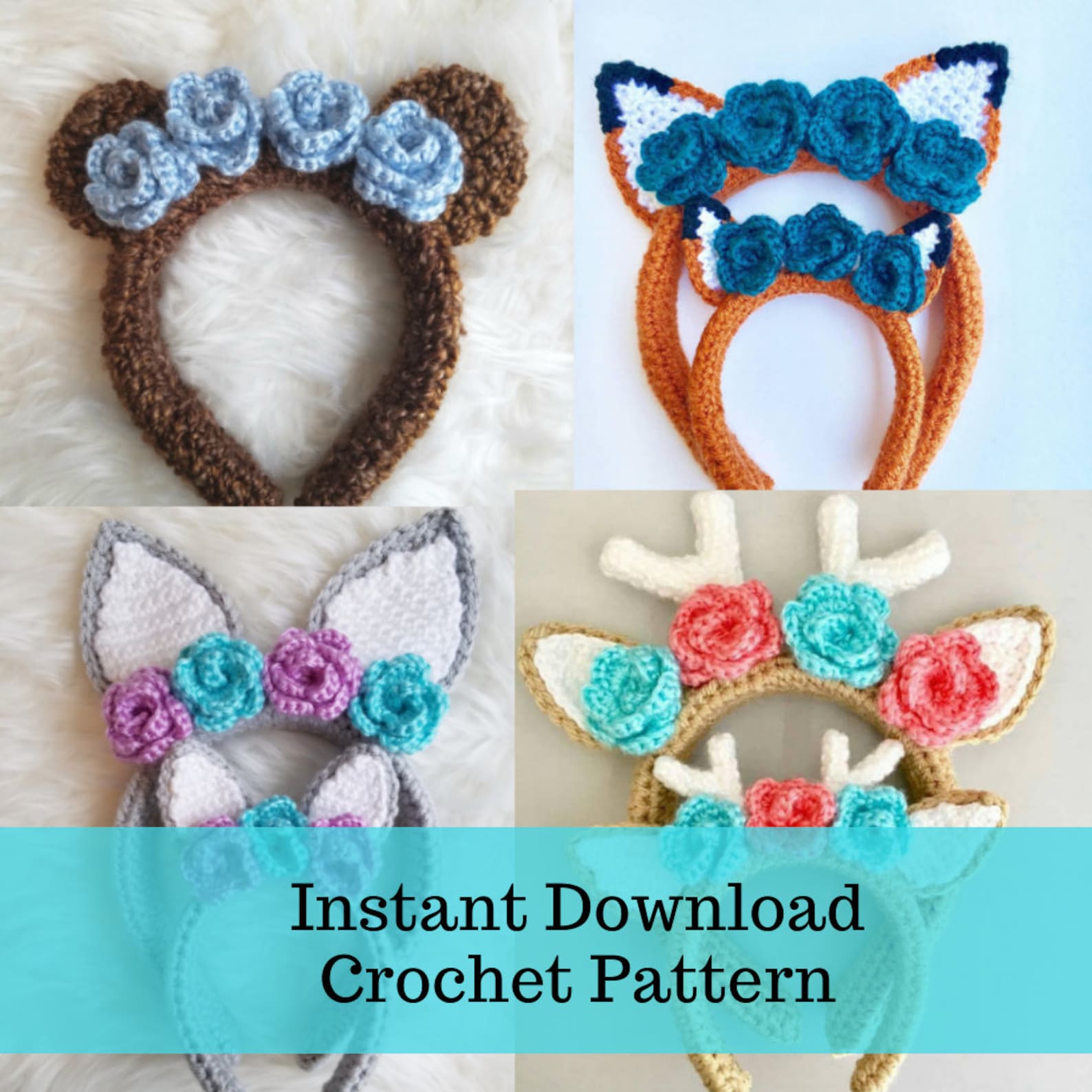 Animal Headband Pattern Bundle Crochet Animal Ear Crochet Etsy