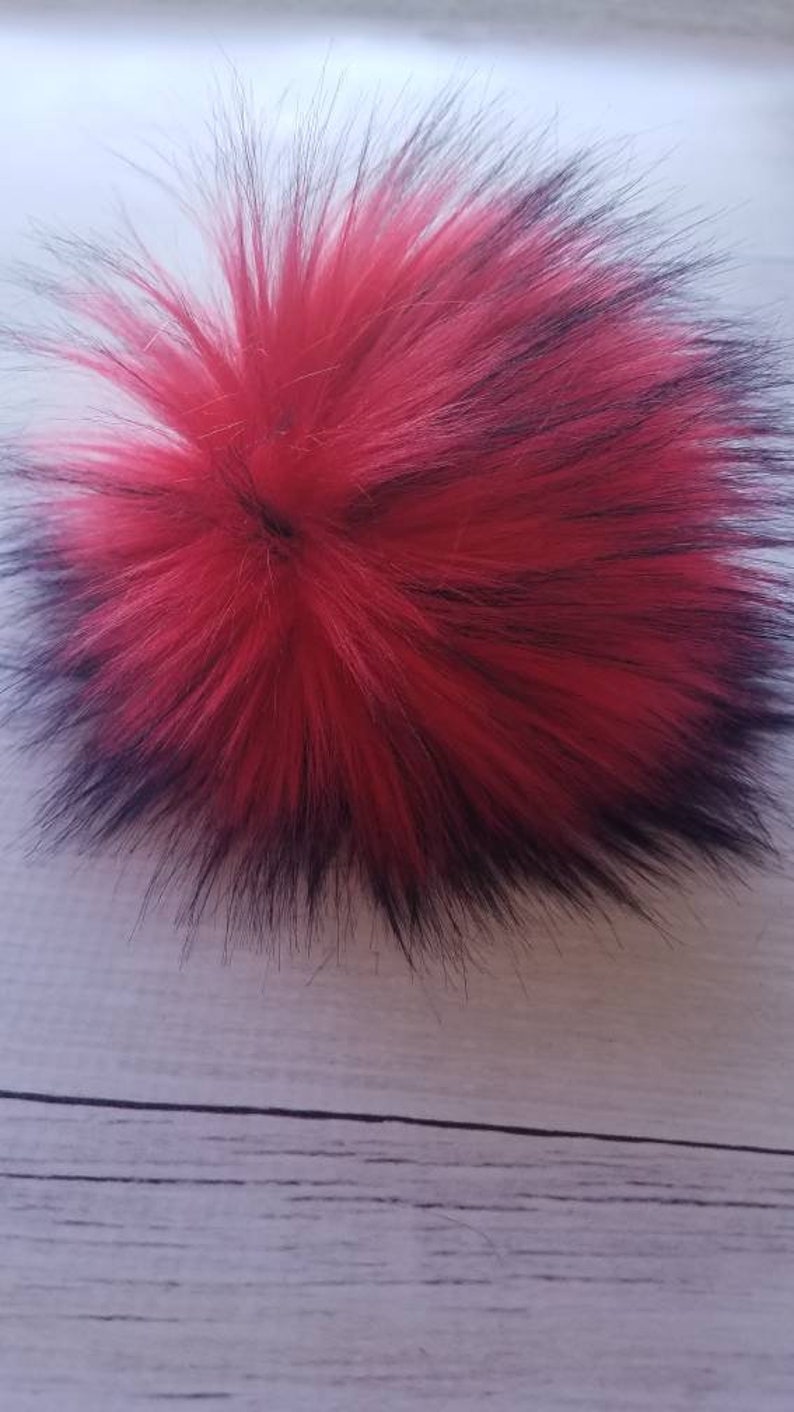 Red and Black Faux Fur Pom Fake Fur Pom