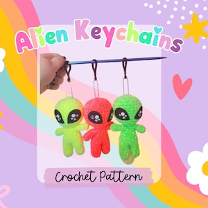 Crochet Alien Keychain Pattern - crochet pattern - crochet alien - alien keychain
