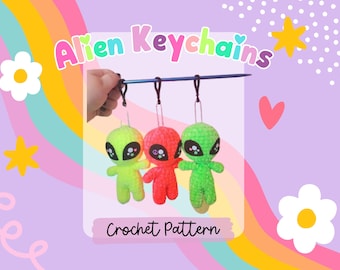Crochet Alien Keychain Pattern - crochet pattern - crochet alien - alien keychain