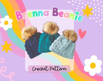 Brenna Beanie Häkelanleitung - Häkelmützenanleitung - Grobstrickmützenanleitung - Dicke Mützenanleitung