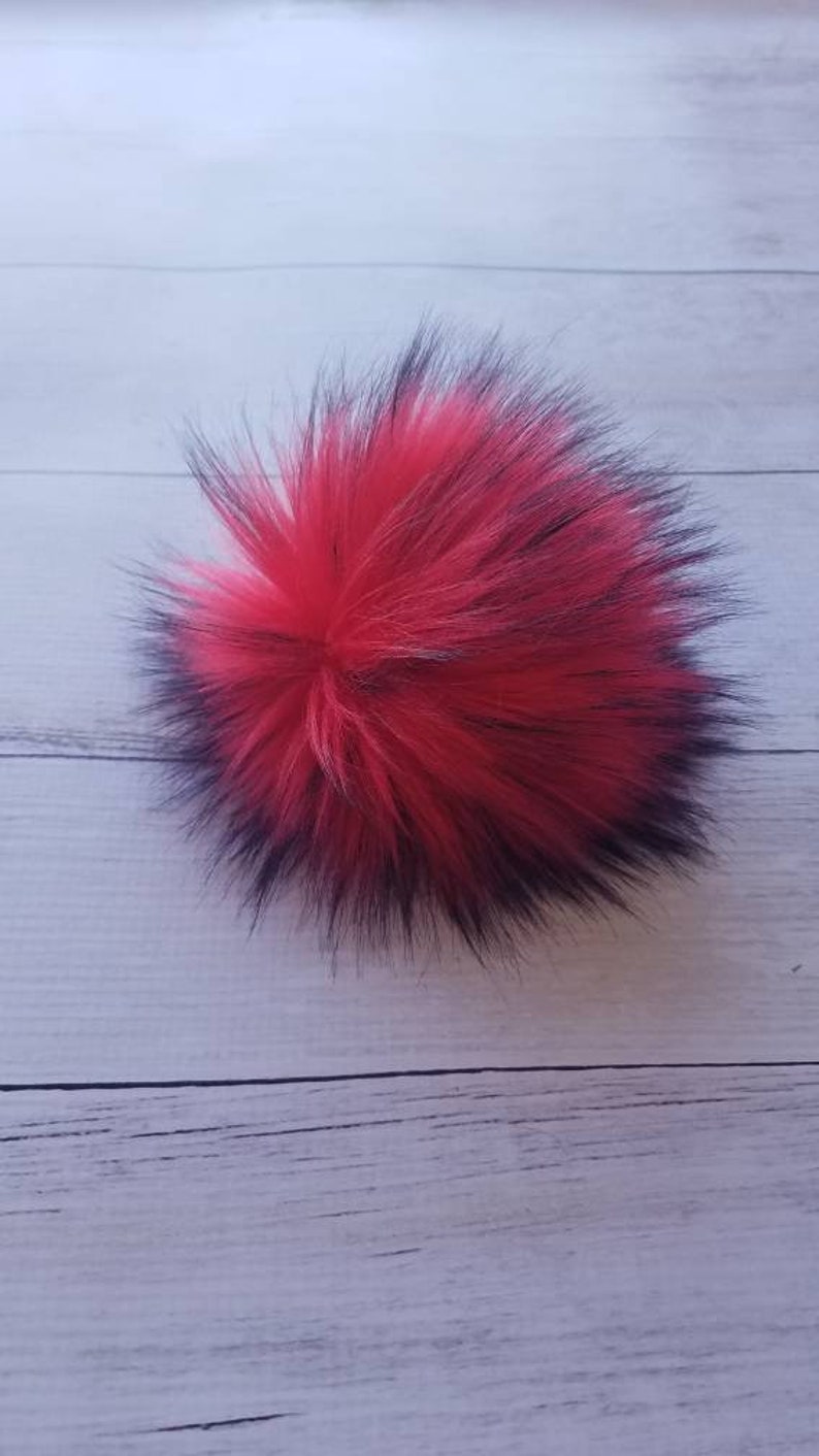 Red and Black Faux Fur Pom Fake Fur Pom