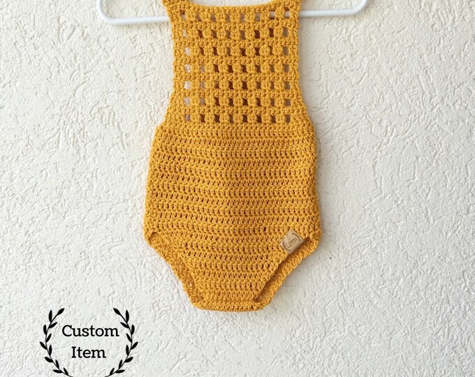 Crochet Cotton Baby Boy Onesie Baby Girl Onesie Baby Overalls Darling Romper