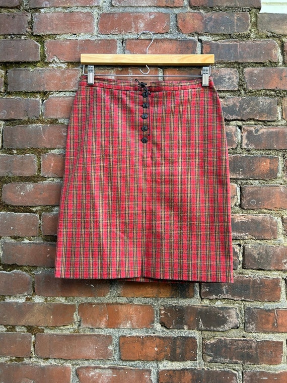 Vintage 90s Betsey Johnson plaid pencil skirt/90s 