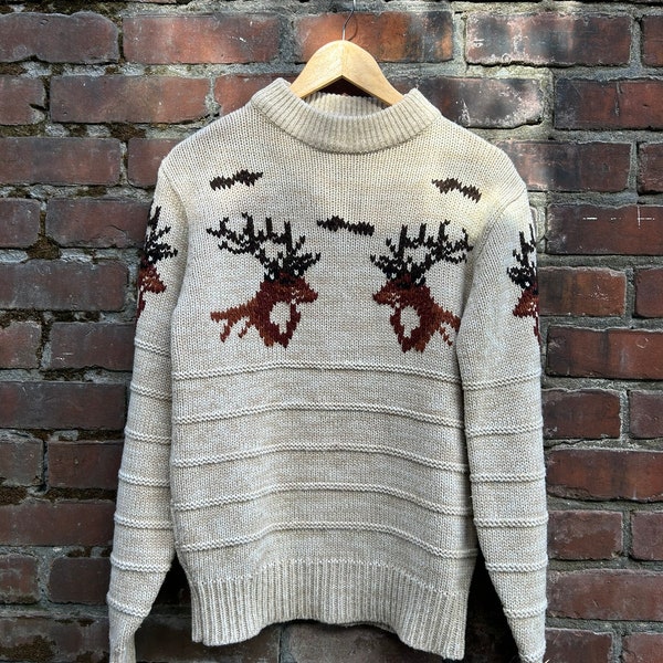 Vintage 70s Reindeer Sweater/Authentic Ugly Christmas Sweater/Vintage holiday/Silton California