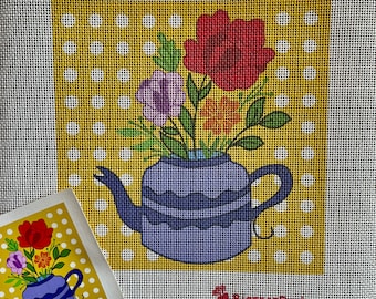 Floral Bouquet Needlepoint Canvas, DIY Art