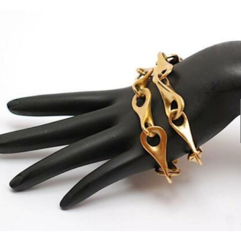ROBERT LEE MORRIS Set of 2 Gold Chain Link Bracelet Toggle Closure