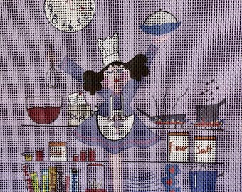 Custom Kitchen Needlepoint Canvas, Personalized Cooking Theme, Chef's Gift, Mono Canvas,