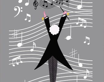 Musical Conductor Needlepoint Canvas | Hand-Drawn Design, Custom Option, Musical Gift, Can be customized,