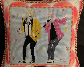 Rod Stewart & Cyndi Lauper Needlepoint Canvas | Music Concert Art