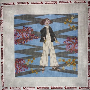 Ulla Johnson Art Painting | Needlepoint Quality Mono Canvas Stitching | Fashion Runway, Fashionista Gift/Custom Needlepoint Patterns