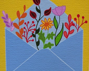 Floral Bouquet Needlepoint Canvas, DIY Flower Art, Original Design