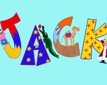 Custom Needlepoint, Quality Mono Canvas, ALPHABET Art, Children's Room Decor, Children's Gift, Monogram, Lettering, Custom Names,