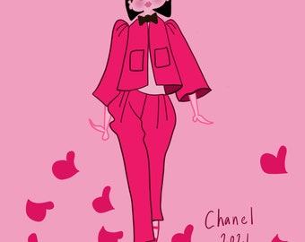 Runway Fashion Girl Needlepoint Canvas – Couture Wall Art