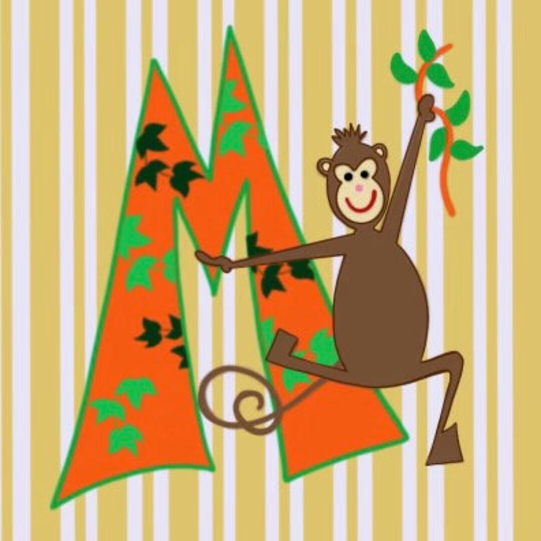 M is for Monkey Needlepoint, Custom Needlepoint, Custom Art Painting