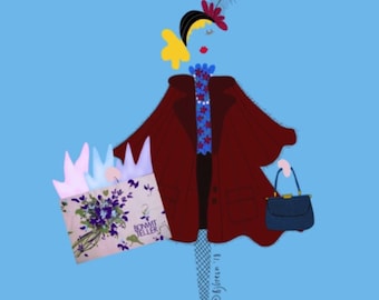 NYC Shopper Needlepoint Canvas | Fashion Illustration Art