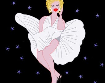 Marilyn Monroe Needlepoint Canvas, Custom Fashion Art