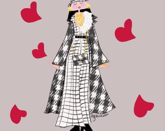 Chanel Girl Needlepoint, Mono Deluxe Needlepoint Canvas, Custom Needlepoint, Can be Personalized, Fashion Runway,