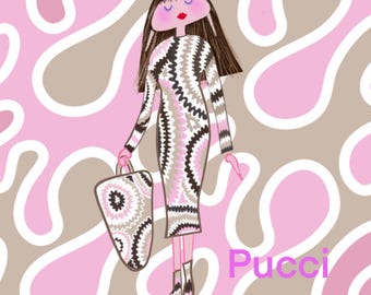 Emilio Pucci Art Painting | Needlepoint Quality Mono Canvas Stitching | Fashion Runway, Fashionista Gift/Custom Needlepoint Patterns
