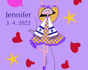 Custom Bar/Bat Mitzvah Needlepoint Canvas, Personalized Gift, Needlepoint Design,