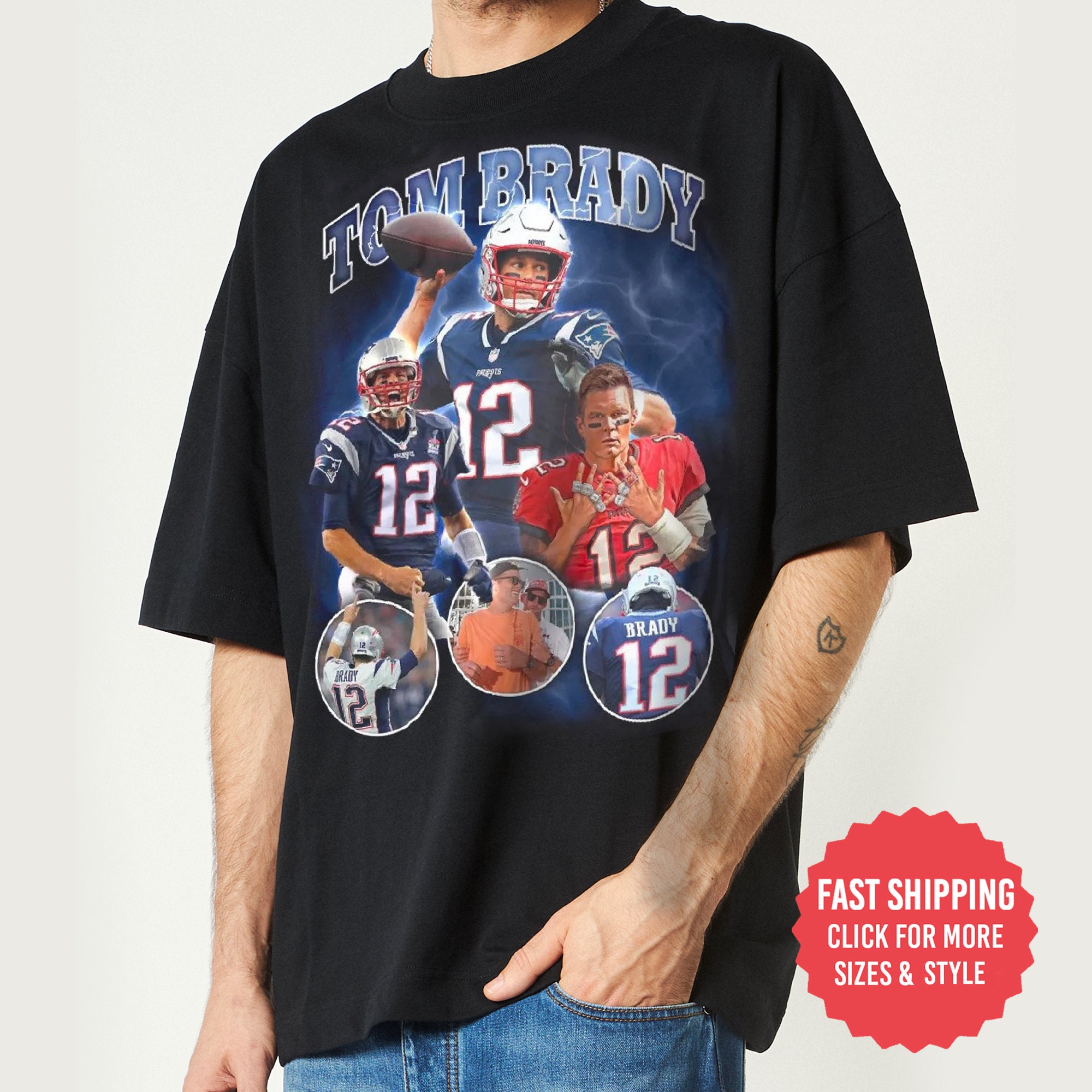 Vintage Bootleg Tom Brady T-Shirt, 7 rings goat Unisex Tee