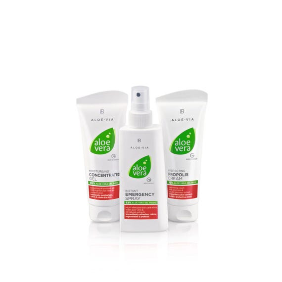 Aloe Vera Skin Soothing Set: Emergency Spray, Concentrate Gel, Propolis  Cream