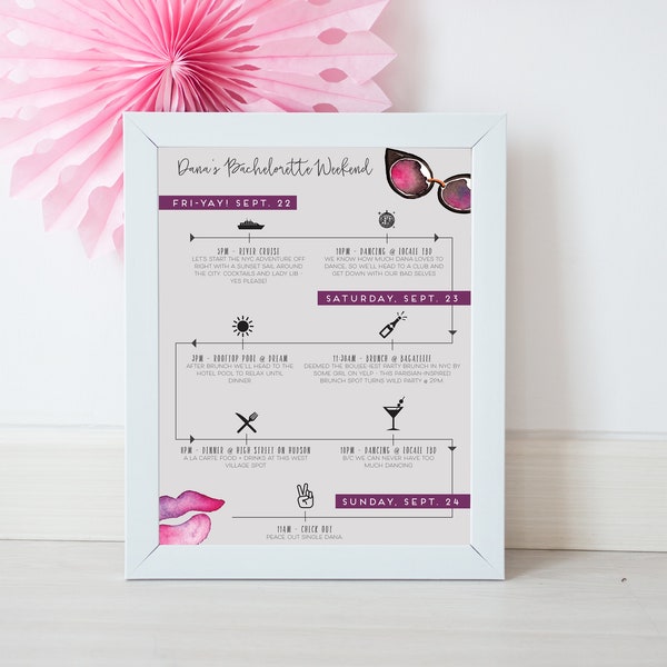 Bachelorette Party Itinerary Digital Download