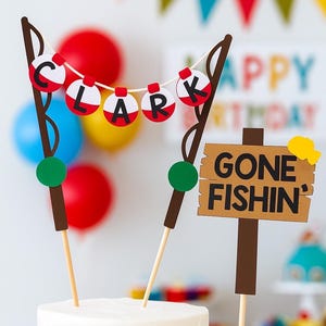 Fish Baby Shower - Birthday Party - Bobber Cake Topper - Personalized - *Made to Order*