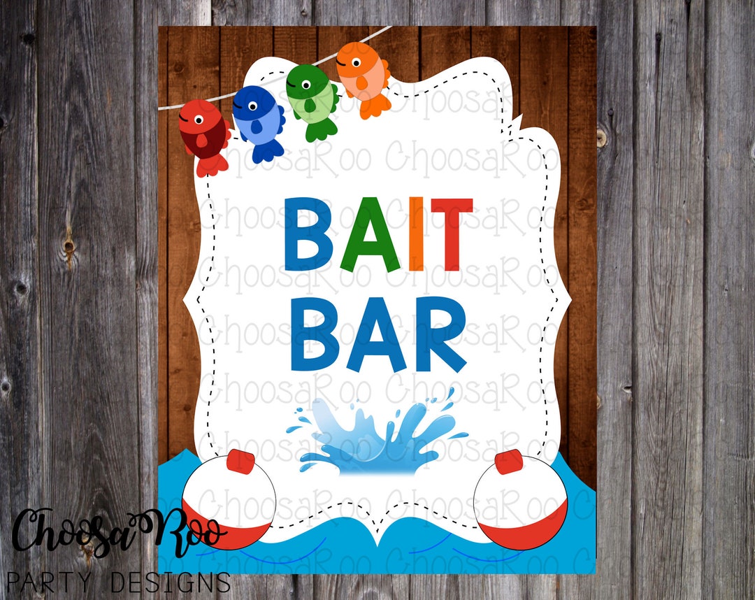 Fishing Party BAIT BAR Sign 8x10 easy to Print (Instant Download) Etsy