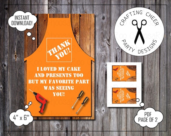 HOME DEPOT Inspired CONSTRUCTION Party Personalized Thank You Card Easy  to Print!