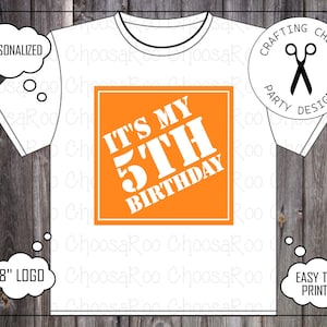 HOME DEPOT Inspiriert BAU Party - Quadrat Geburtstag T-Shirt Transfer! Einfach zu Drucken!