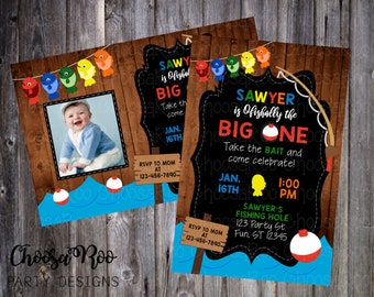 Fishing Party - THE BIG ONE - Personalized Invitation - Easy to Print! DG100