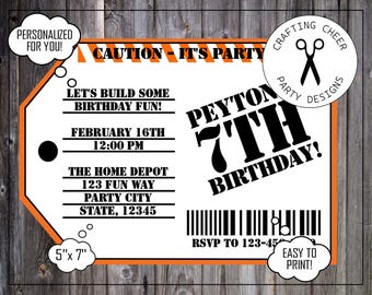 HOME DEPOT inspired Price Tag Personalized Invitation - Easy to Print!