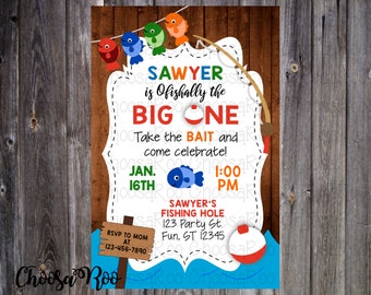 Fishing Party THE BIG ONE - Personalized Invitation - Easy to Print!