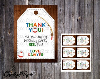 FISHING Party - "REEL FUN" Personalized Party Favor Tags - Easy to Print!