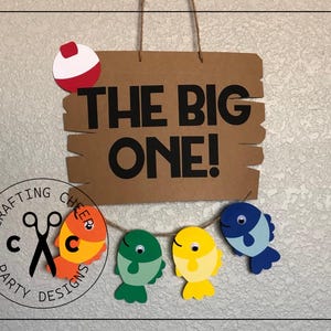Fishing Party - THE BIG ONE - Fish & Bobber Paper Door Sign *Made to Order*