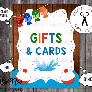Fishing Party - GIFTS AND CARDS Sign - 8x10 *Easy to Print*